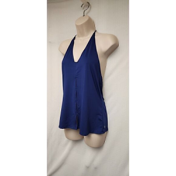 Fabletics Chiara Tank Blue Halter Neck Peekaboo Detail in Front Back Cow… - Picture 4 of 6